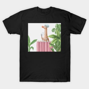 Giraffe taking shower. T-Shirt